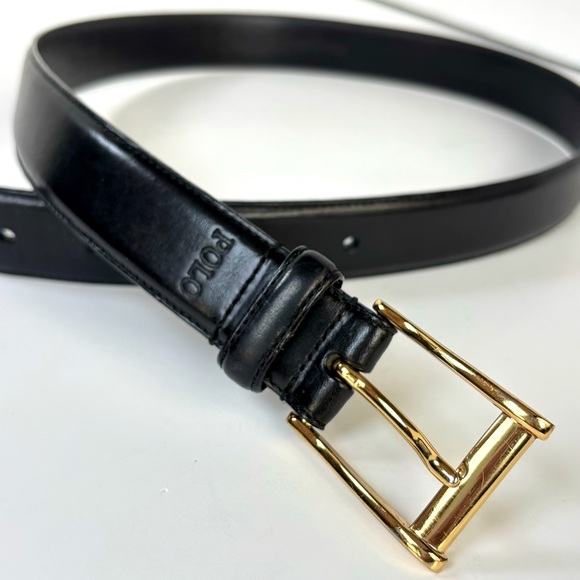 Polo Ralph Lauren Other - Polo Ralph Lauren Italian Leather Black Belt Gold Buckle 32 / 80